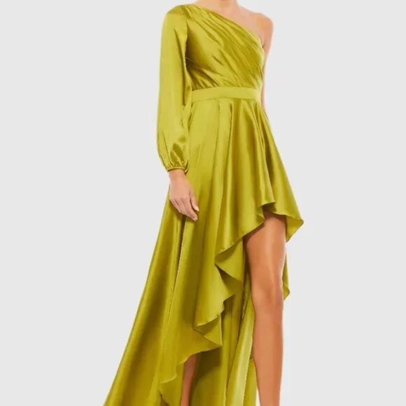 Mac Duggal | Dresses | Mac Duggal Green High Low One Shoulder Flowy Gown |  Poshmark